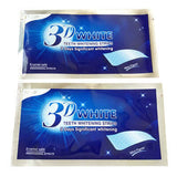 3D White teeth whitening strips in packaging, promoting significant whitening in 3 days, with mint flavor and enamel safe formula.