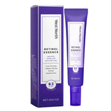 West Month Retinol Essence eye cream for reducing fine lines and tightening skin, 30g tube in purple packaging.