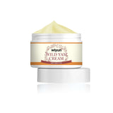 Anti-aging wild yam face cream in a jar, featuring a creamy texture and enriched with natural ingredients.