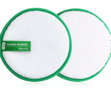 Cleansing face puff and makeup remover sponge in green, natural material, perfect for gentle skin cleansing, pack of 4.