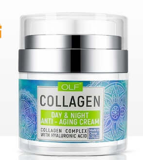 Retinol cream with collagen and hyaluronic acid for anti-aging, moisturizing skin treatment in 50g jar.