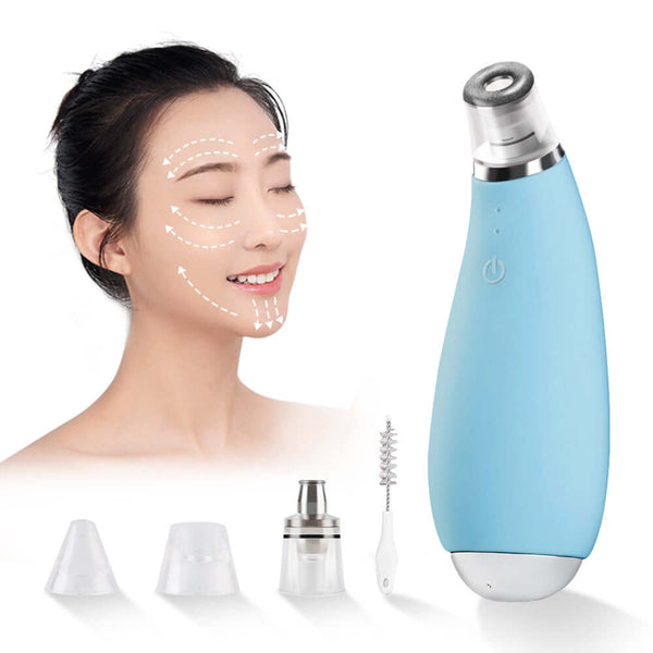 Electric facial cleansing tool with attachments for exfoliating pores and enhancing skincare routine.