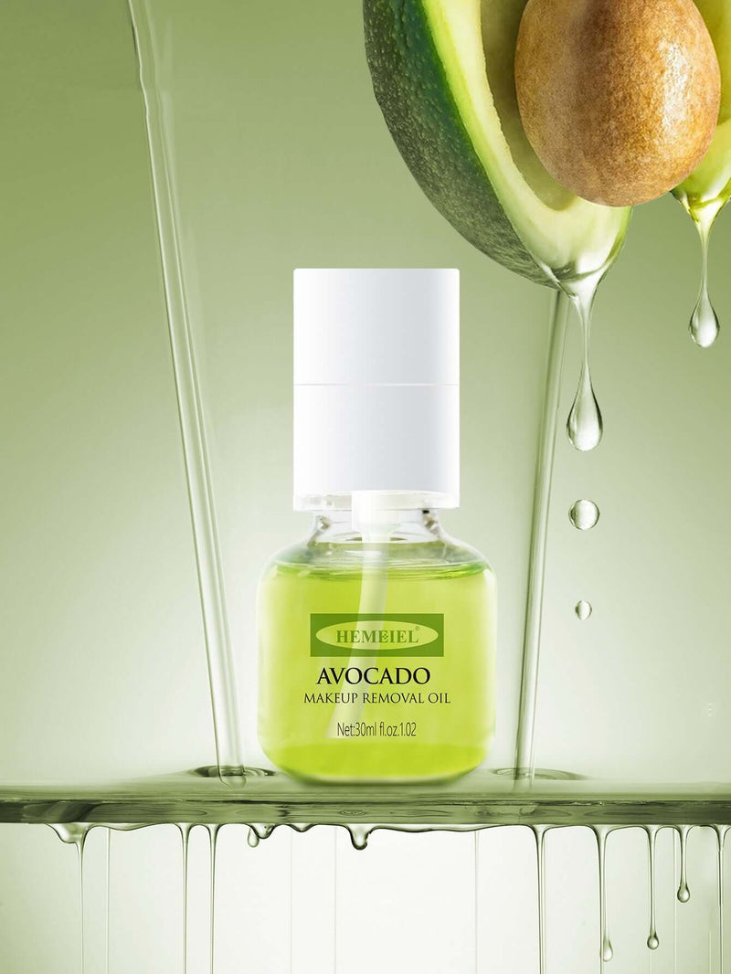 HEMEIEL Avocado Makeup Removal Oil in a sleek bottle, perfect for cleansing facial makeup and nourishing skin.