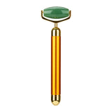 Jade roller electric stick with rose gold handle, designed for facial beauty and massage.