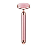Electric jade roller beauty stick in rose gold, perfect for facial massage and skincare routine.