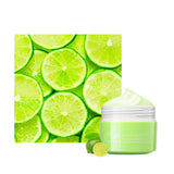 Maycheer Lemon Makeup Remover Cream with lime slice background for deep cleansing and moisturizing.