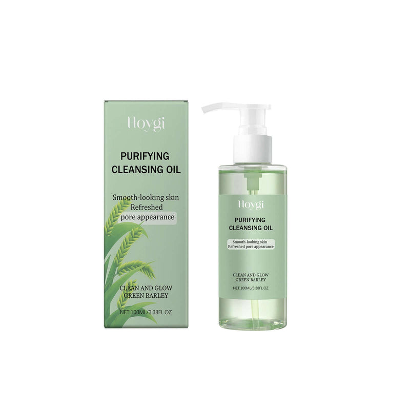 Purifying Cleansing Oil by Illyogi for smooth skin and refreshed pores, with green barley extract, 100ml packaging.
