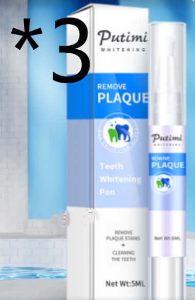 Teeth whitening pen by Putimi for removing plaque and stains, enhancing dental care, and brightening teeth.