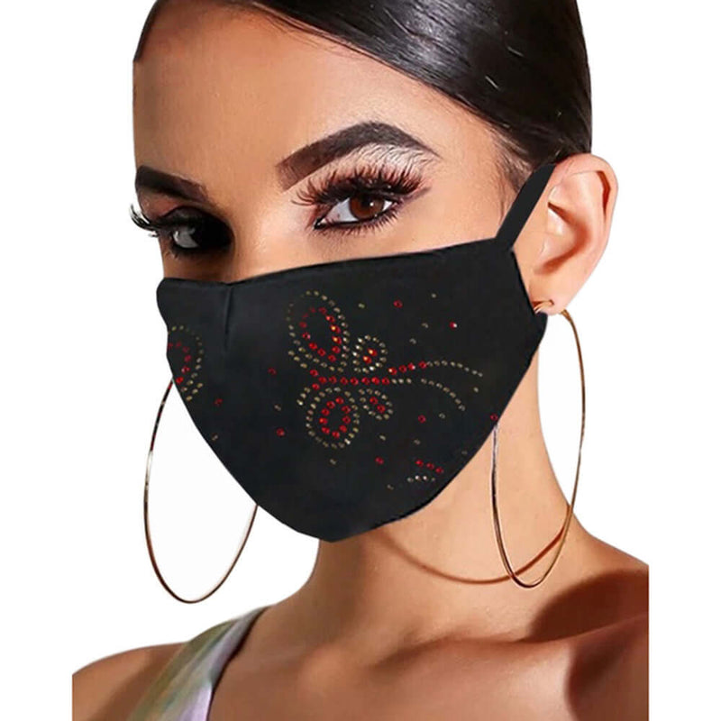 Black rhinestone jewelry mask for women, featuring colorful embellishments, perfect for spring and summer fashion.