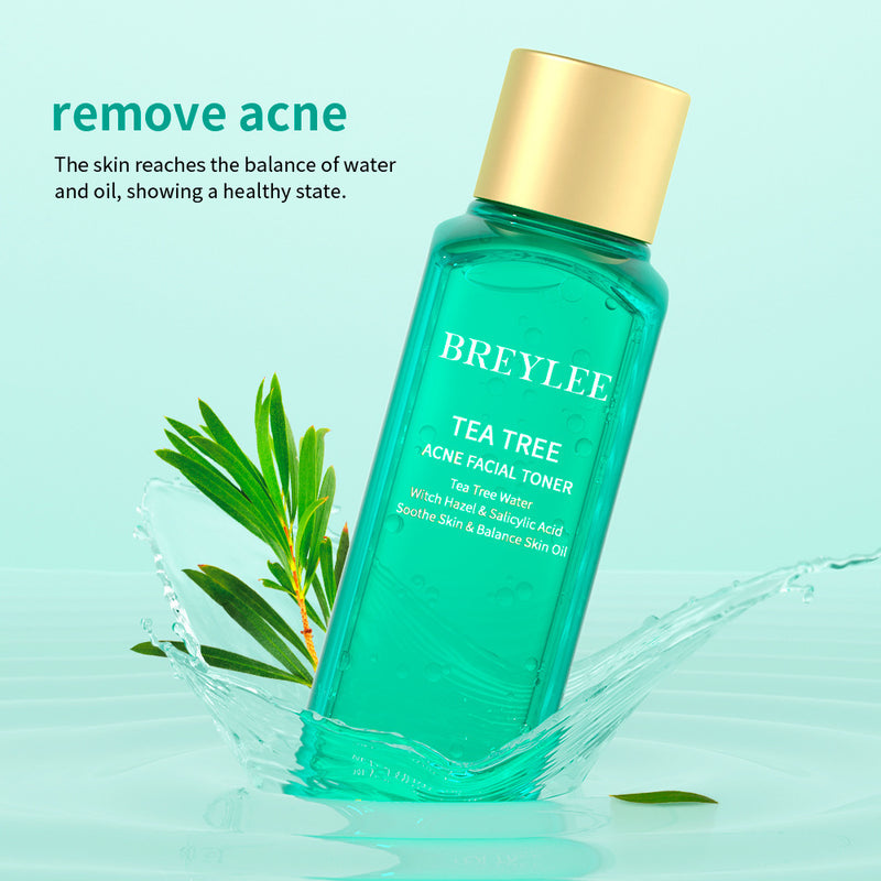 Breylee Tea Tree Acne Facial Toner in 100ml bottle designed to balance skin oils and promote a healthy complexion.