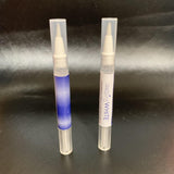 Two transparent teeth whitening pens with pointed applicators for convenient whitening gel application.