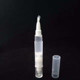 Transparent teeth whitening pen with cap, suitable for adults, containing anhydrous gel for effective whitening.