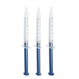Three syringes for teeth whitening gel, ideal for achieving brighter, whiter teeth at home.