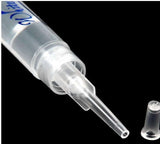 Close-up of a whitening teeth gel applicator tip, highlighting its design and use for effective teeth whitening.
